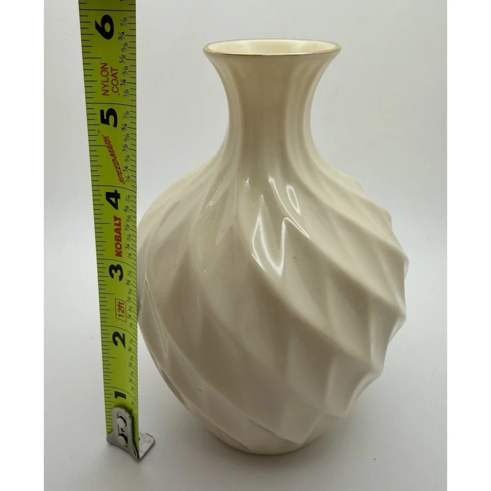Vintage Lenox Richmond Ivory Bud Vase China Swirl 24K Gold Trim 5.5